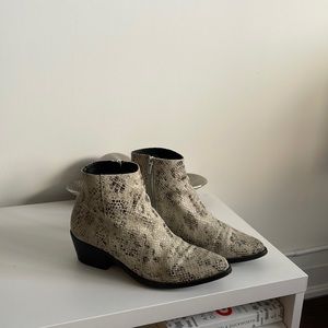 Grey snake leather booties